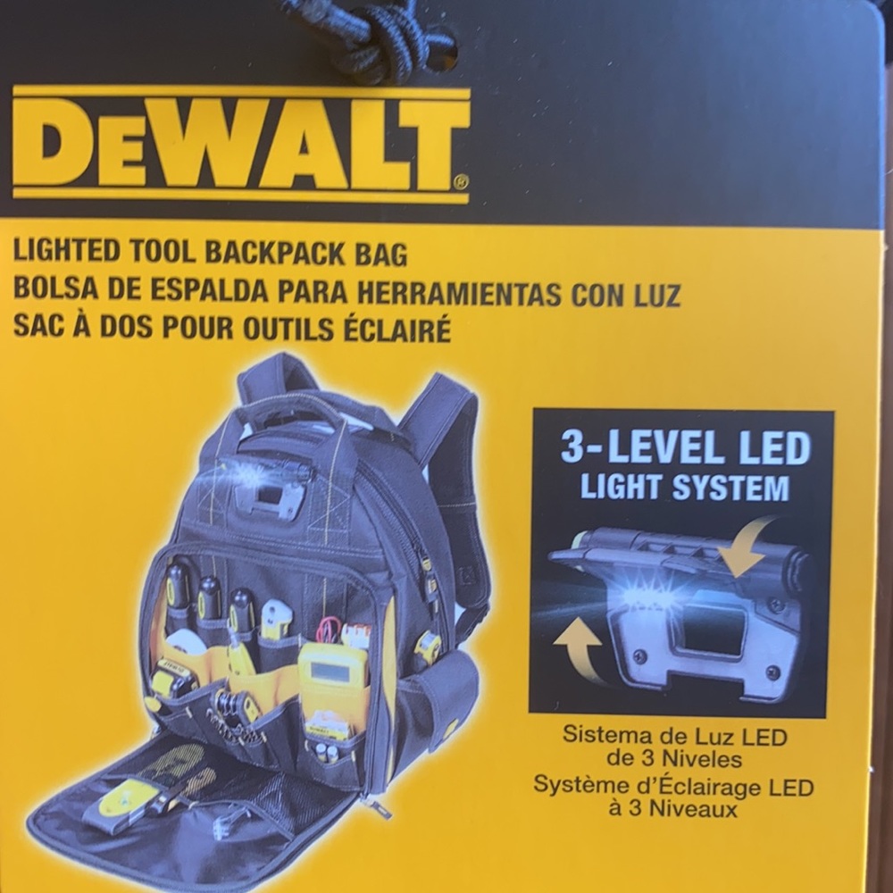 DeWalt Lighted Tool Backpack Bag * SOLD *
